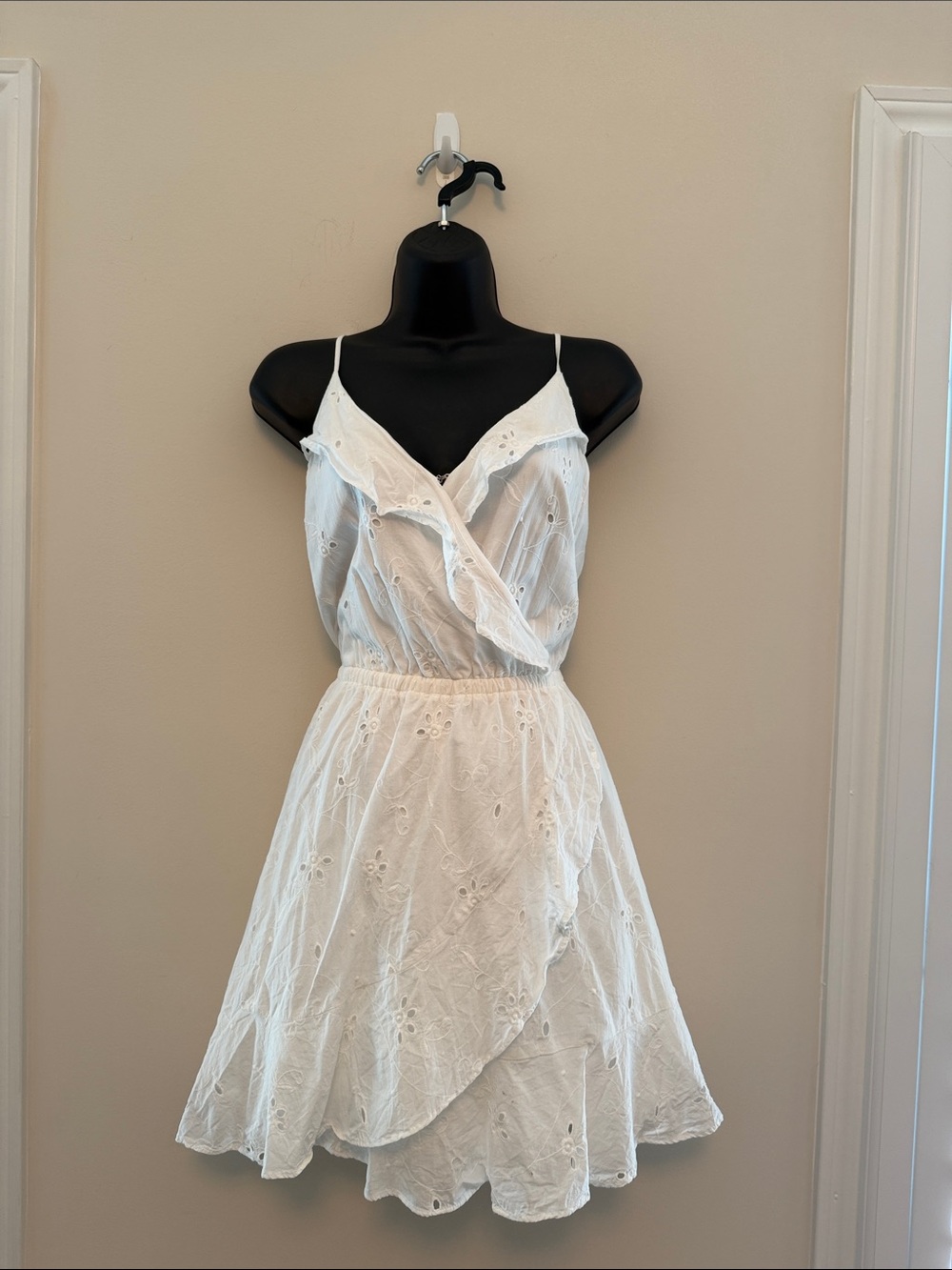 Express- White Eyelet Wrap-Front Summer Dress